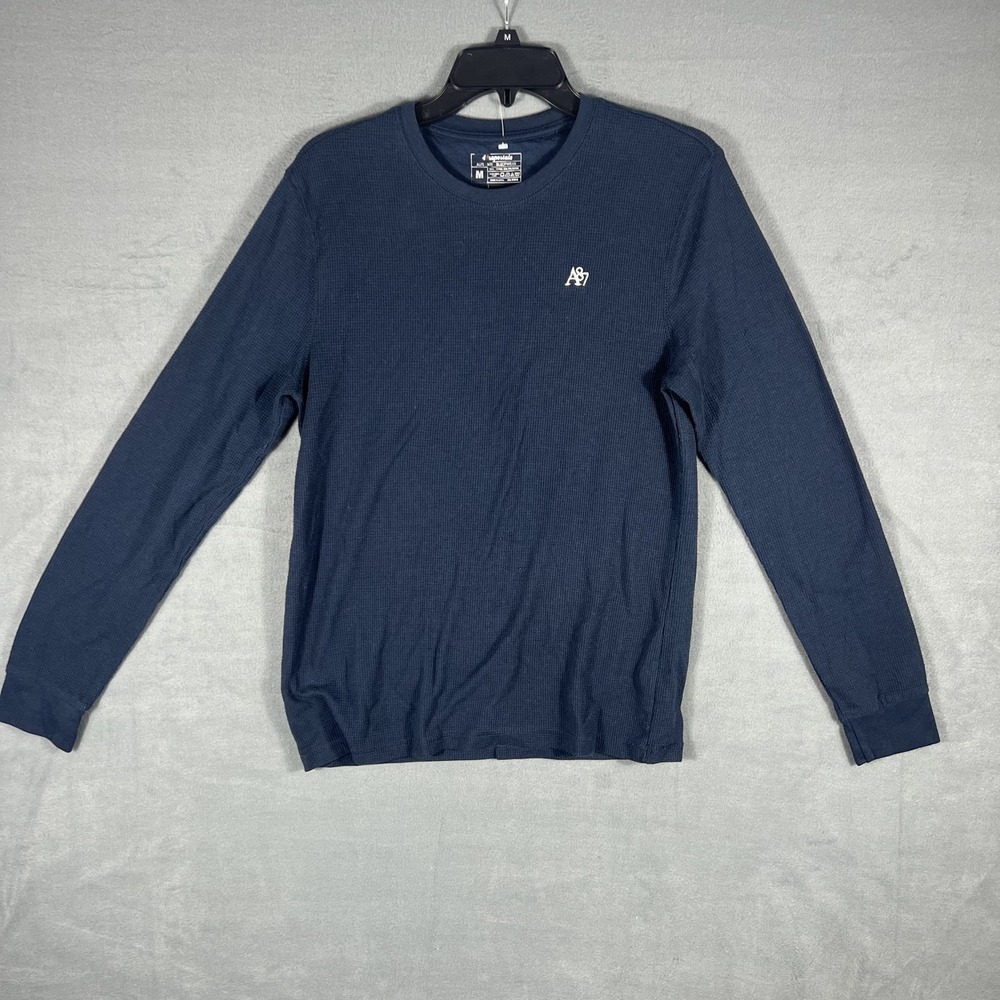 Aeropostale Women's Blue Thermal Waffle Knit Long Sleeve Crew Neck Top Size M